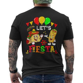 Lets Fiesta Burrito And Tacos Cinco De Mayo Mexican Party Men's Back Print T-shirt | Mazezy