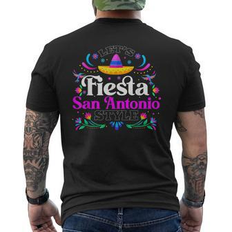 Lets Fiesta San Antonio Style Party Happy Cinco De Mayo Men's Back Print T-shirt | Mazezy