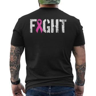 Fight Breast Cancer Pink Military Style Awareness Ribbon Mens Back Print T-shirt | Mazezy CA