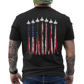 Fighter Jet Airplane Usa Flag 4Th Of July Patriotic Mens Mens Back Print T-shirt | Mazezy