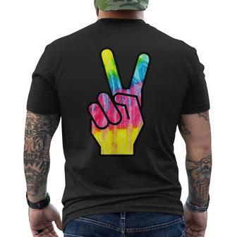 Finger Peace Sign Tie Dye 60S 70S Funny Hippie Costume  Mens Back Print T-shirt