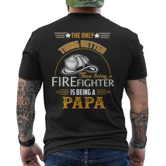 Firefighter Fireman Dad Papa Fathers Day Idea Men's T-shirt Back Print - Seseable