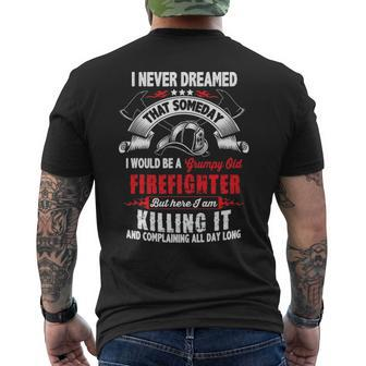 Firefighter Grumpy Old Firefighter Men's T-shirt Back Print - Seseable