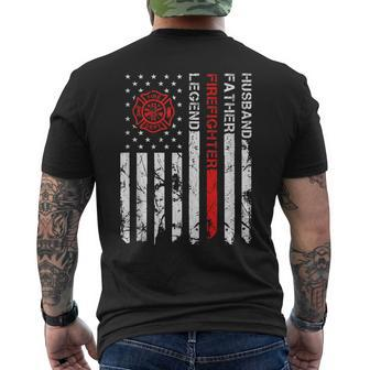 Mens Firefighter Husband Father Legend Fire Rescue Fire Fighter Men's T-shirt Back Print - Seseable