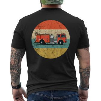Firefighter Vintage Retro Fireman Fire Truck Firefighting Men's T-shirt Back Print - Seseable