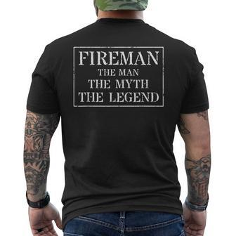 Fireman T Gift For Firefighter The Man Myth Legend Mens Back Print T-shirt - Seseable