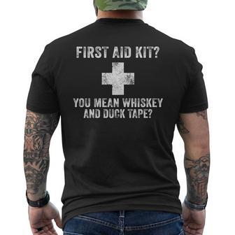 First Aid Kit Whiskey And Duct Tape Dad Joke Vintage Men's T-shirt Back Print - Seseable