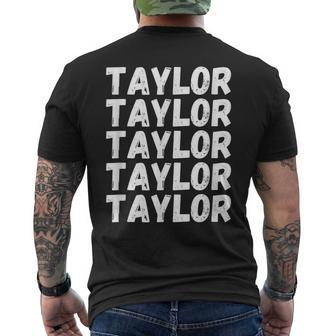 First Name Taylor - Modern Repeated Text Retro Men's Back Print T-shirt | Mazezy