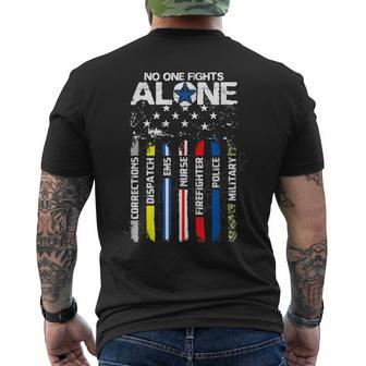 First Responders American Thin Line Police Fire Military Ems Mens Back Print T-shirt | Mazezy
