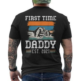 First Time Dad Est 2021 New Dad Retro Vintage Colors Men's T-shirt Back Print - Seseable