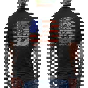 Fishing American Flag Fishing Fisherman Mens Back Print T-shirt | Mazezy