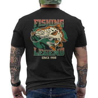 Fishing Legend Trout Bass Fisherman Since 1988 The Myth Mens Back Print T-shirt - Seseable