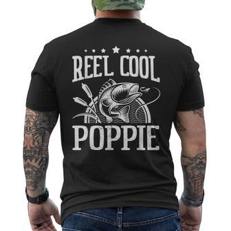 Fishing Reel Cool Poppie Fathers Day Fisherman Funny Gift Mens Back Print T-shirt | Mazezy