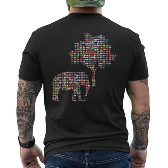 Flags Of The Countries Of The World International Elephant Men's Back Print T-shirt | Mazezy
