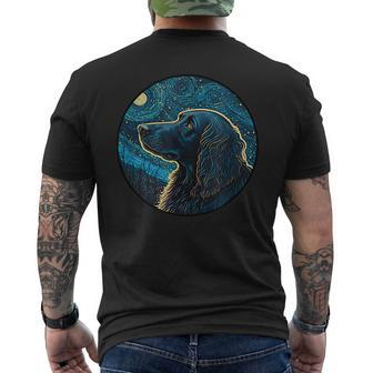 Flat Coated Retriever Starry Night Painting Dog Mom Dad Mens Back Print T-shirt | Mazezy