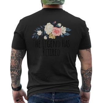 Floral Flowers Funny The Legend Has Retired Saying Sarcasm Mens Back Print T-shirt - Seseable