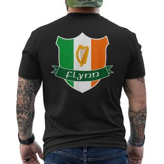Flynn Irish Name Ireland Flag Harp Family Mens Back Print T-shirt - Seseable