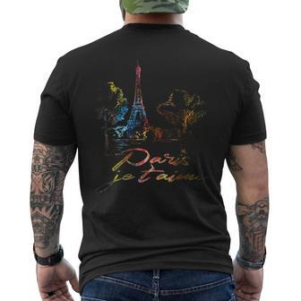 France Paris Eiffel Tower Je Taime Men's T-shirt Back Print - Seseable