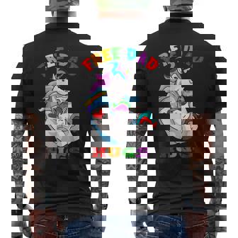 Free Dad Hugs Lgbt Gay Pride Unicorn Fathers Day Mens Back Print T-shirt | Mazezy