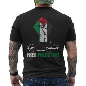 Free Palestine Arabic Support Palestine And Gaza Jerusalem Men's Back Print T-shirt | Mazezy