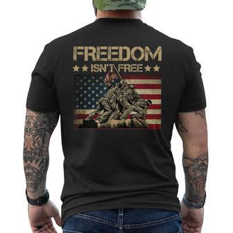 Freedom Isnt Free Flag Raising On Iwo Jima Military Mens Back Print T-shirt | Mazezy