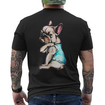 French Bulldog I Love Dad Tattoo - Bulldog Dad Fathers Men's T-shirt Back Print - Seseable