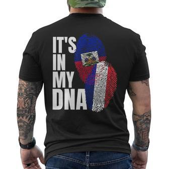 French And Haitian Mix Dna Heritage Flag Men's T-shirt Back Print - Seseable