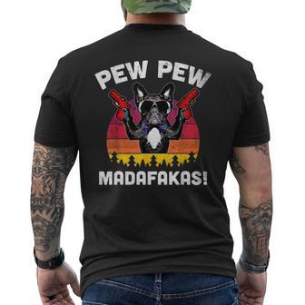 Frenchie Pew Pew Madafakas - Vintage French Bulldog Pew Men's T-shirt Back Print - Seseable