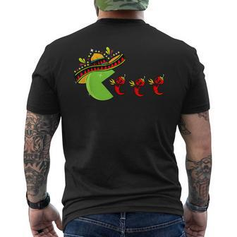 Fun Mexican Sombrero Eating Hot Pepper Skulls Cinco De Mayo Men's T-shirt Back Print - Thegiftio UK