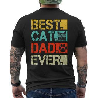 Funny Best Cat Dad Ever Retro Fathers Day Gift Cat Lovers Gift For Mens Mens Back Print T-shirt - Seseable