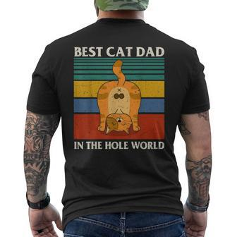 Funny Best Cat Dad Ever Retro Feel Cat Butt Humor Vintage Mens Back Print T-shirt - Seseable