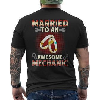 Funny Car Repair Wife Married To An Awesome Mechanic Gift For Womens Mens Back Print T-shirt | Mazezy
