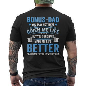 Funny Fathers Day Bonus Dad Gift From Daughter Son Wife Mens Back Print T-shirt