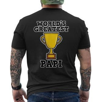 Funny Fathers Day Parents Worlds Greatest Papi Men Father Mens Back Print T-shirt | Mazezy