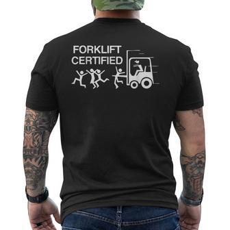 Funny Forklift Operator Forklift Certified Retro Vintage Mens Back Print T-shirt - Thegiftio UK