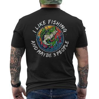 Funny I Like Fishing And Maybe 3 People Retro Graphic Men's Crewneck Short Sleeve Back Print T-shirt - Seseable