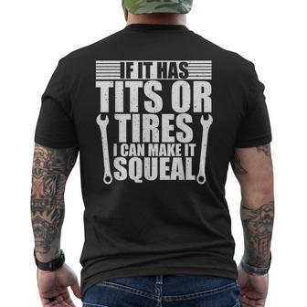 Funny Mechanics Tits And Tires Car Tools Kit Cool Mechanic Gift For Mens Mens Back Print T-shirt | Mazezy