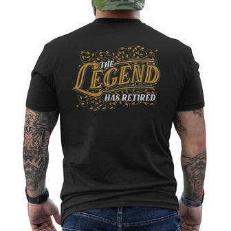 Funny Pension Gift The Legend Has Retired Retirement Mens Back Print T-shirt - Seseable