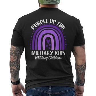 Funny Quote Purple Up For Military Kids Military Child Month Mens Back Print T-shirt | Mazezy