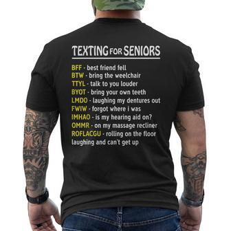 Funny Senior Citizens Texting Code T Gift For Grandpa Mens Back Print T-shirt | Mazezy