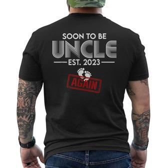 Funny Soon To Be Uncle Again 2023 Gender Reveal Pregnancy Mens Back Print T-shirt | Mazezy DE