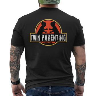 Funny Twin Dad Fathers Day Gift Parenting T Shirt For Men Men's Crewneck Short Sleeve Back Print T-shirt