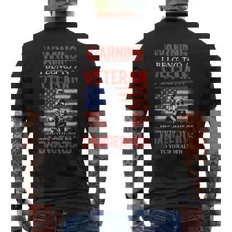 Funny Veteran Wife I Belong To A Veteran Dangerous Warning Mens Back Print T-shirt | Mazezy