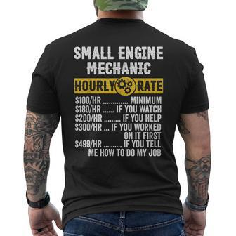 Funny Vintage Small Engine Repair Mechanic Hourly Rate Gift For Mens Mens Back Print T-shirt