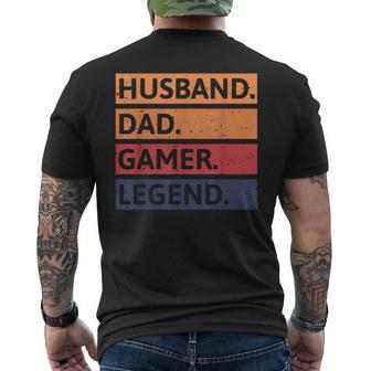 Gamer Dad Funny Husband Dad Video Game Legend Fathers Day Mens Back Print T-shirt | Mazezy