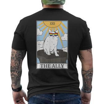 Gay Pride Pride Sunglasses Ally Cat Tarot Card Men's Back Print T-shirt | Mazezy