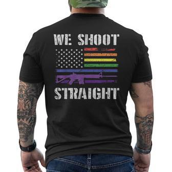 Gay Veteran We Shoot Straight Lgbt Veterans Day Men's T-shirt Back Print - Seseable