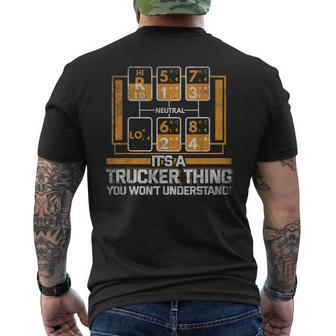 Gear Shift Truck Driver Trucker Men's T-shirt Back Print - Seseable