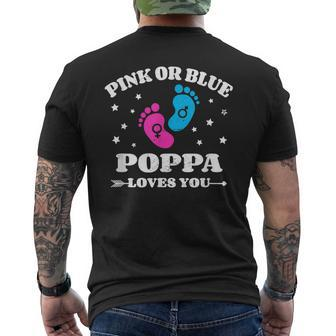 Gender Reveal Poppa Baby Shower Dad Pregnancy Announcement Mens Back Print T-shirt | Mazezy UK