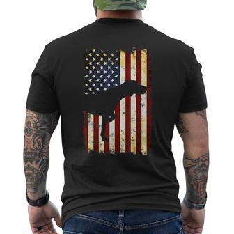 German Shorthaired Pointer Silhouette American Flag Men's Back Print T-shirt | Mazezy